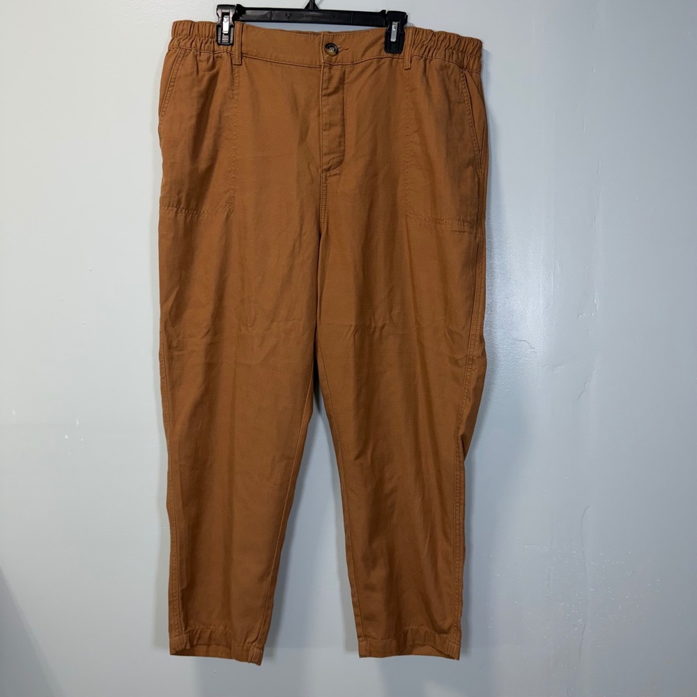 Wonderly Womens 2X Cognac Brown Tencel Cotton Utility Tapered Pants High Rise